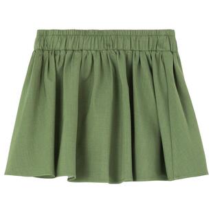 KEIKO 森系少女风绿色百褶半身裙26夏季松紧高腰显瘦A字伞裙短裙