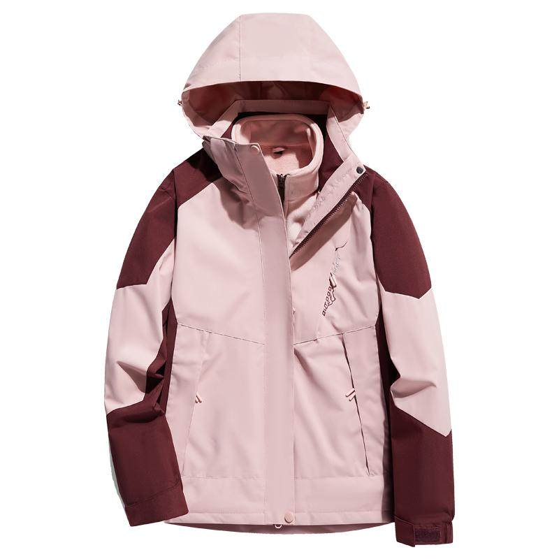 西域 骆驼冲锋衣男女三合一两件套可拆卸加绒加厚户外登山服外套