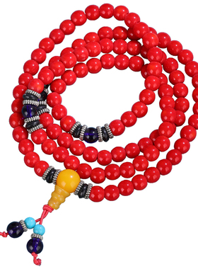 随身红色念珠108颗男女款