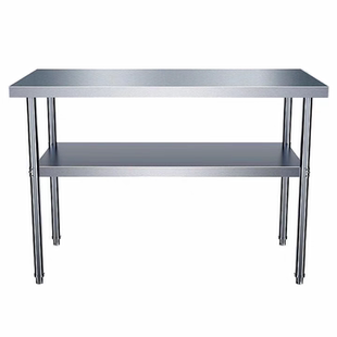 可定制304加厚不锈钢工作台灶台置物架双层操作台厨房切菜台面桌