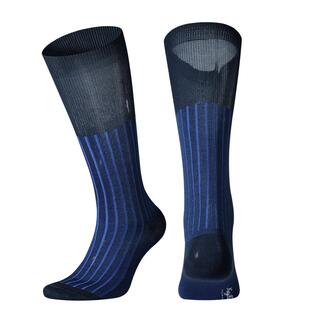 Natyhunt100s丝光棉绅士长筒袜时尚彩色双路条纹男商务西装及膝袜