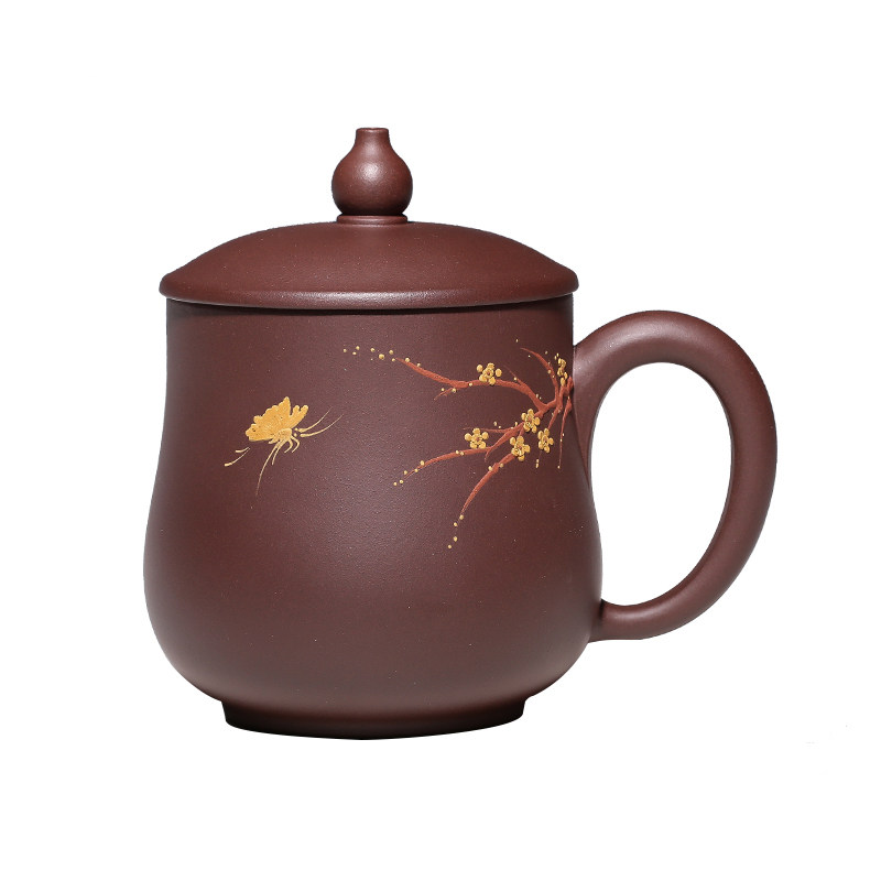 大容量带盖紫砂杯泡茶水杯非陶瓷纯手工老紫泥茶具办公杯宜兴茶杯