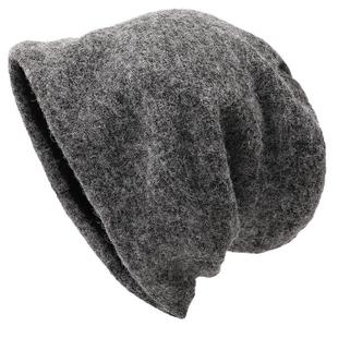 大头围堆堆帽女秋冬季保暖灰色羊毛冷帽女款月子帽包头帽子显脸小