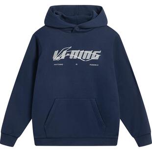 李宁连帽卫衣加绒女款新款官方宽松保暖情侣秋冬帽衫休闲男运动服