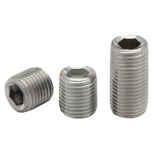 304不锈钢细牙紧定螺钉无头内六角螺丝平端机米顶丝M6M8-M14M33