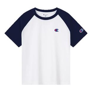 Champion冠军男女童装夏季新款经典插肩袖舒适透气刺绣短袖T恤