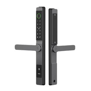 超薄防水断桥铝指纹密码锁推拉平移门合金玻璃门庭院门智能电子锁