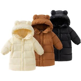 戴维贝拉儿童长款羽绒服男童女童防寒服冬季三防外套宝宝新款冬装