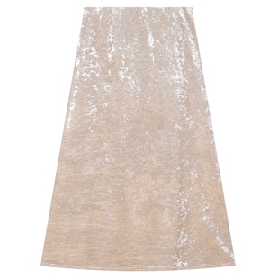 白鹿语加绒加厚丝绒半身裙25秋冬新款纯色高腰显瘦百搭A字鱼尾裙