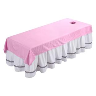 纯棉美容院专用床单全棉白色按摩推拿床带洞帘SPA会所足疗 可定做