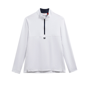 Wilson威尔胜官方春季男士ELEVATE百搭磨毛弹力半拉链网球长袖T恤