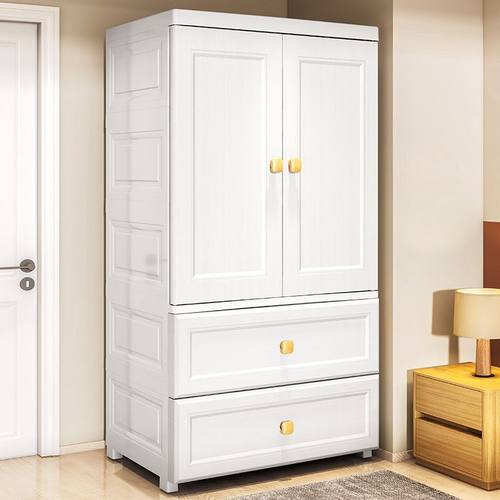 超彭收纳柜塑料双开门儿童挂衣鞋柜号储物柜式大杂物组装衣柜柜子