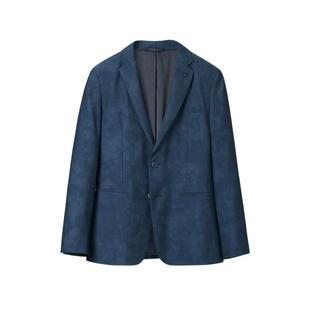 HLA/海澜之家修身平驳领休闲西服男通勤风胸针点缀商务绅士外套男