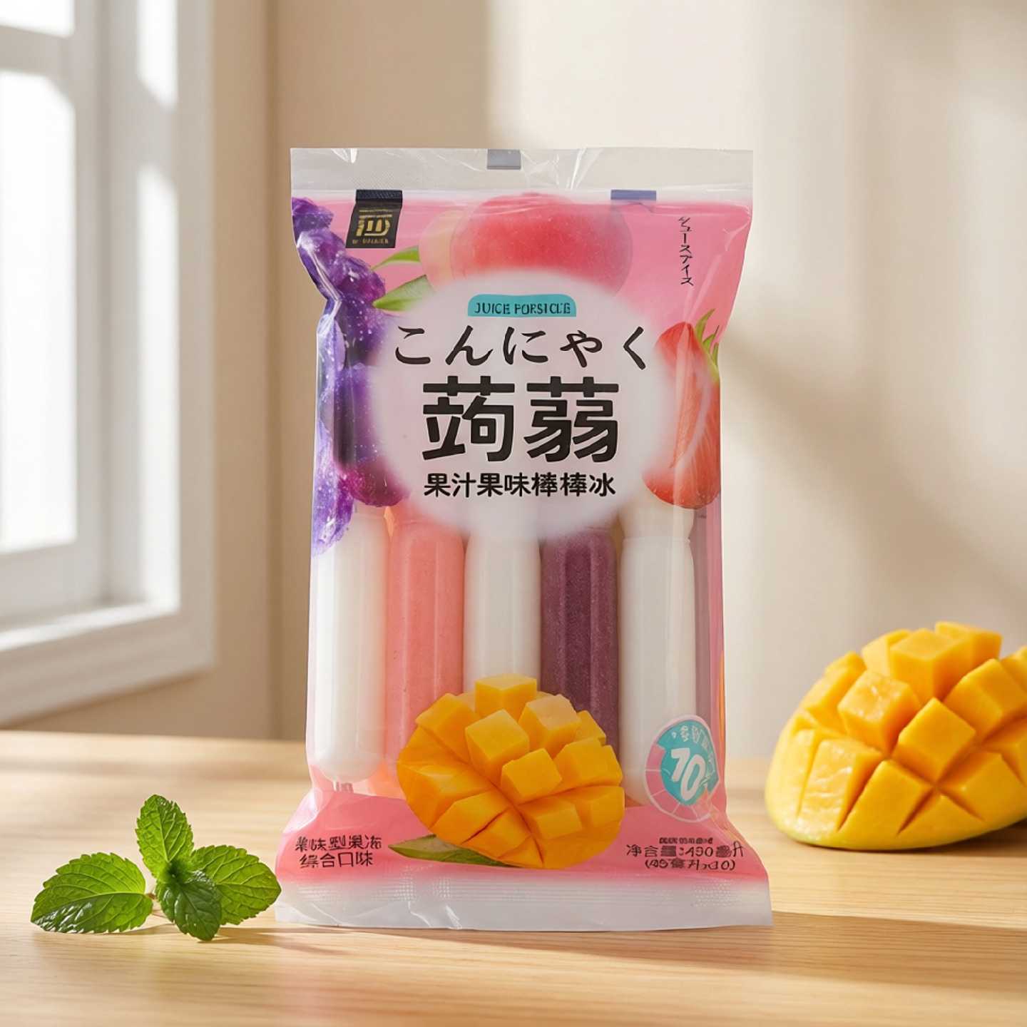 一莎果冻蒟蒻果汁果冻棒棒冰450ml布丁多支装袋装冰爽Q弹
