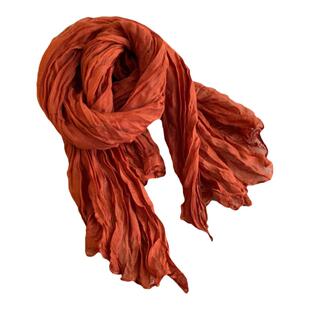 棉麻薄款围巾女百搭披肩春秋洋气时尚暖咖色纱巾秋冬纯色保暖围脖