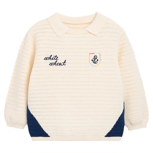 【弯弯推荐】WhiteWheat儿童26春季新款毛衣男女童纯棉Polo针织衫