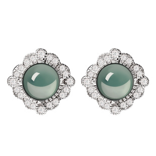 宫里上新翡翠耳钉女天然玉石耳饰纯银耳环精致中式送妈妈生日礼物