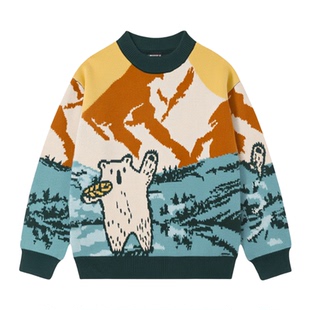 EBAER儿童毛衣2025冬季新款男童针织衫女童加厚上衣秋冬款毛线衣