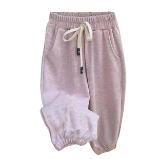 女童秋季裤子2025新款中童秋装薄款加绒软糯灯笼裤儿童运动裤秋冬