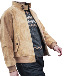 Oct Tenth哈林顿G9皮夹克 FW苏丹小羊皮翻毛皮秋冬季男士上衣外套