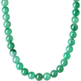 梦金园天然非洲翠项链女正品飘花玉石串珠子项链颈链生日送女友