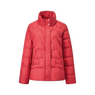 颜域红色气质翻领羽绒服女2025新款冬季时尚通勤百搭简约短款外套