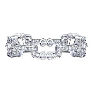 蒂芙星钻铂金PT950培育钻石戒指小众18K金几何链条镂空钻戒高级感