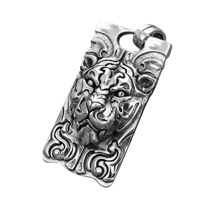 可刻字美式霸气生肖老虎纯银吊坠