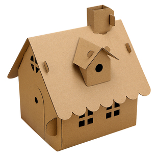 儿童手工diy房子材料包二年级科学作业纸板小屋模型大别墅半成品5