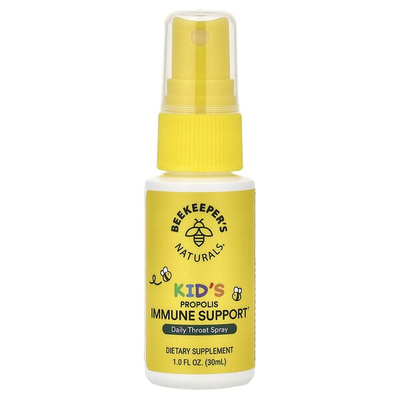 Beekeeper'sNaturals儿童蜂胶日常润咽喉喷雾机体抵抗支持