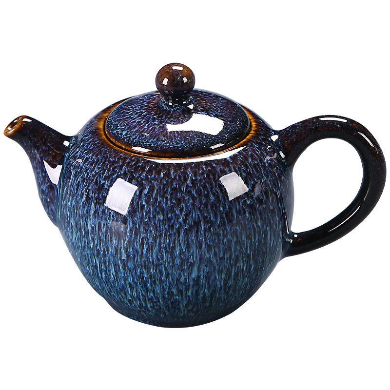 窑变蓝盏茶壶钧窑单壶陶瓷三才盖碗中式泡茶器复古茶杯茶具单品