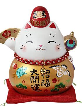 药师窑达摩招财猫摆件好运招福