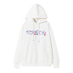 tokidoki秋冬新款趣味感彩虹印花连帽卫衣男女套头宽松休闲上衣