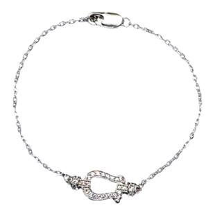 F.D马蹄扣手链女纯银玫瑰金黄金色U型满钻迷你小号手环手饰简约潮