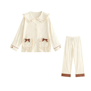 猫人带胸垫睡衣女春秋款纯棉长袖2025新款甜美公主风家居服套装秋