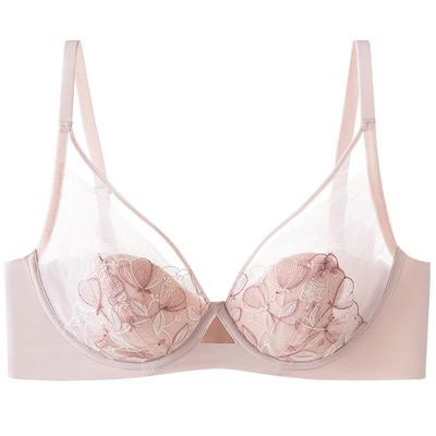 熳洁儿薄透不凸点3/4水晶杯刺绣