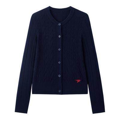 太平鸟高智miu系绞花针织开衫