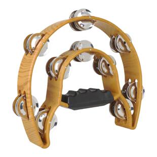 奥尔夫手摇铃咖啡色带木纹双层DH-10娱乐伴奏手拍铃声音清脆动听