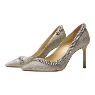 Jimmy Choo 周仰杰女士细闪镶钻细跟时尚高跟鞋银泰百货 301596