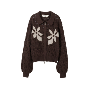 APRIORITY先验 艾雅娜永不凋零的鲜花镂空针织贴布绣开衫夹克外套