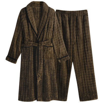 珊瑚绒男士秋冬款加厚保暖睡袍