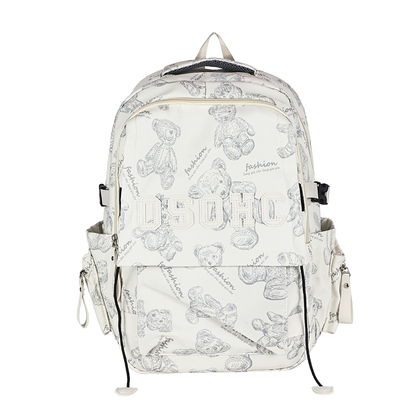 挖到一只奶乖奶乖的印花小熊书包