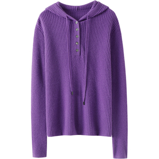 心头好！随便穿搭～连帽羊绒衫女纯山羊绒毛衣针织打底衫秋冬帽衫