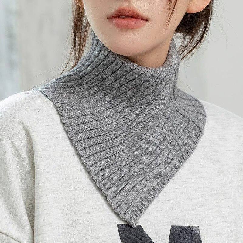 围巾女秋冬保暖护颈椎围脖针织高领装饰毛衣假领子百搭毛线脖套女