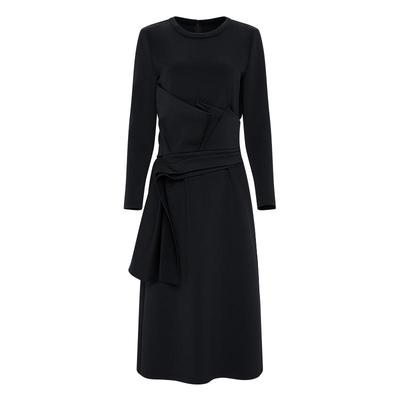 IDPAN长袖连衣裙女2025季新款气质简约百搭收腰显瘦设计感裙子