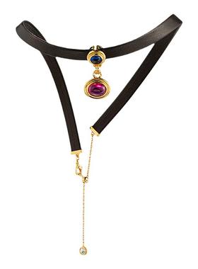 复古合成红蓝宝石颈链