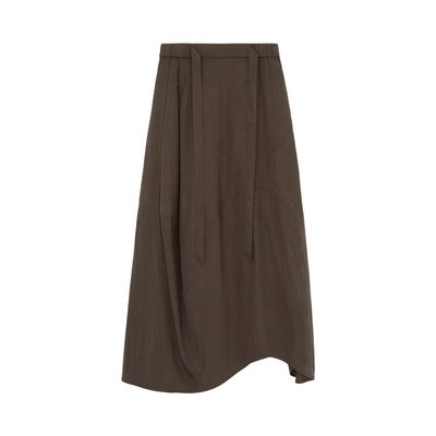 CAREMIND灯笼裙咖绿轻薄半身裙