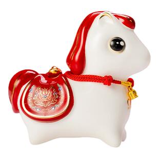 马上有钱总台文创2026马年小马上暴富陶瓷摆件送礼盒车载桌面装饰