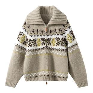 【冬日挚友】温暖的仪式感 复古费尔岛提花拉链高领针织开衫毛衣