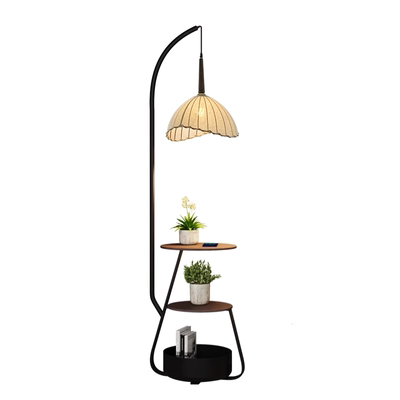 落地灯客厅沙发边几中古法式美式复古床头置物架一体卧室立式台灯